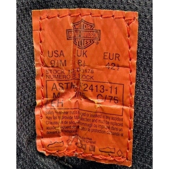 HARLEY-DAVIDSON FOOTWEAR Mens Black Leather Motorcycle Boots Sz 9.5 M  Steel Toe - Picture 9 of 9